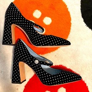 Kate Spade black & silver polka dot heels